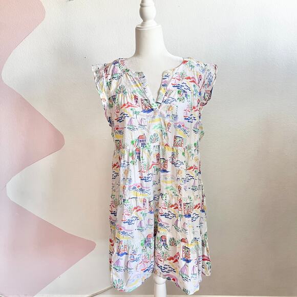 Roller Rabbit Tiered Dress Ruffle Womens Large Boho Cottagecore - Picture 1 of 7